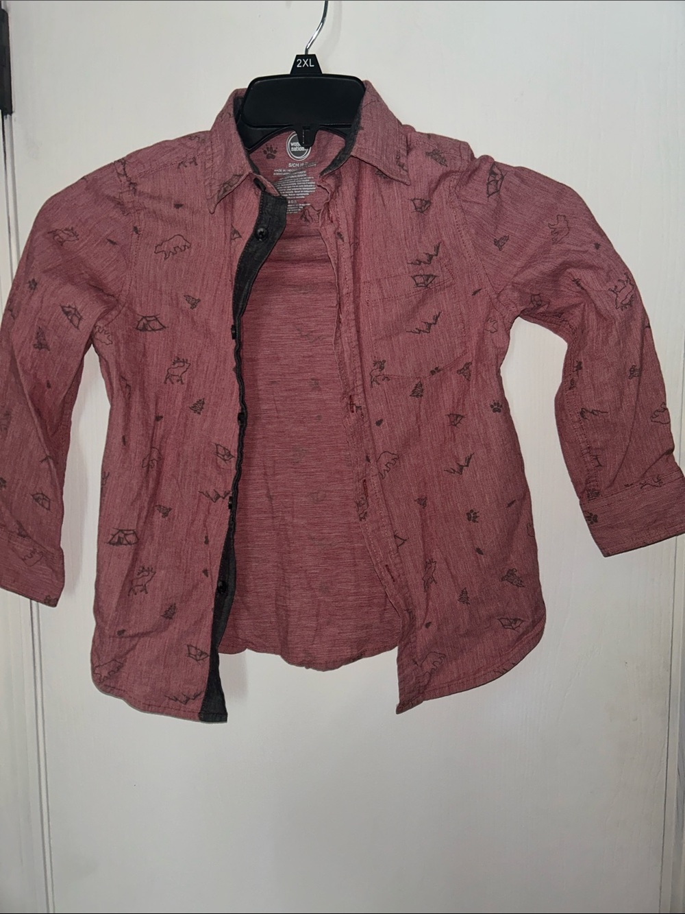 wonder nation Dusty Rose Button-Up Shirt Jacket with Black Print